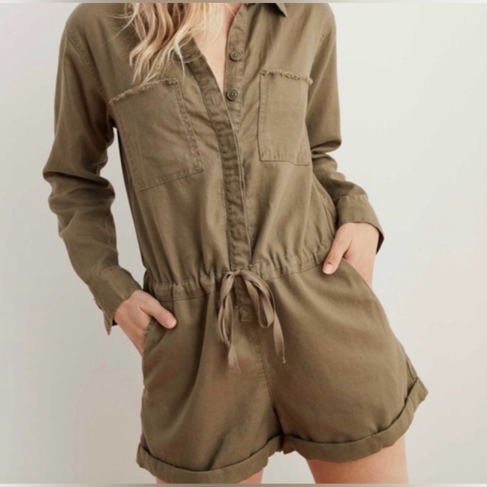 Aerie Olive Green Military Style Romper